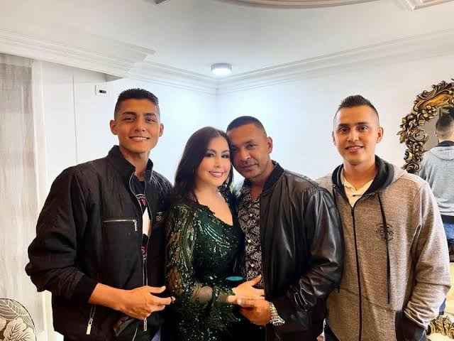 Music manager Wilfredo Hurtado with his singer songwriter wife Arelys Henao and two children Juan and Miguel Henao. bic