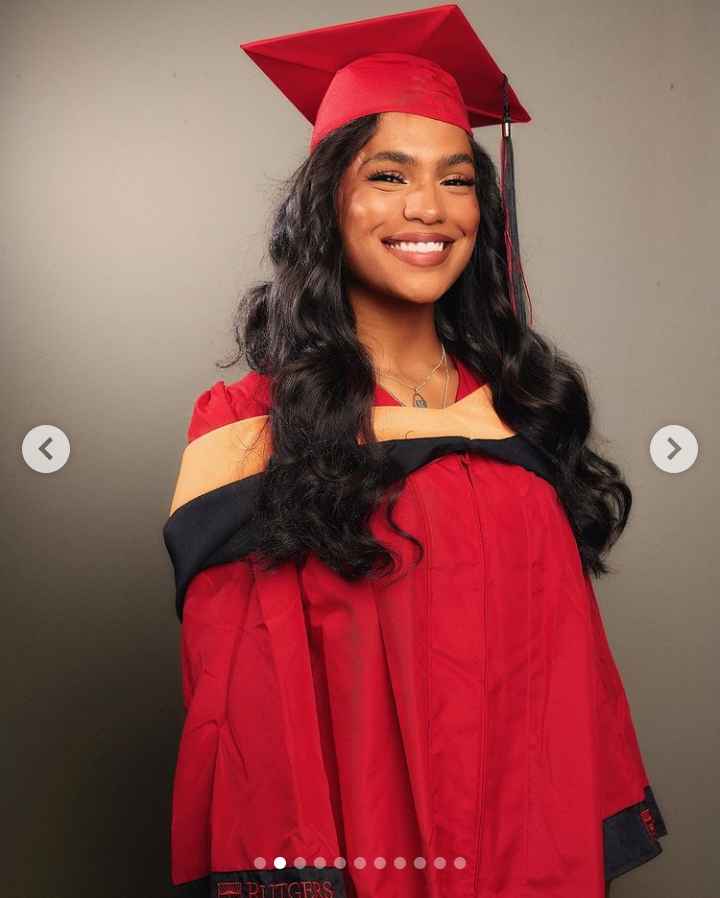 Image - Monet McMichael in a college graduation photoshoot, wearing her graduation gown. (Source: @monetmcmichael / Instagram). 