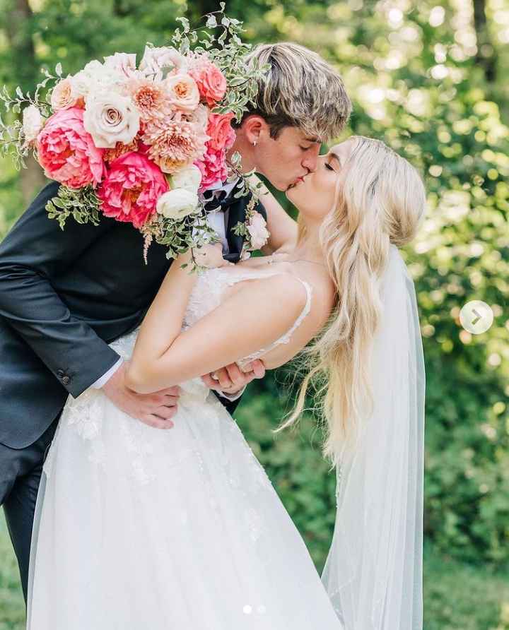 Image - Kate Marie Baker with her husband, Cash Baker, on their wedding day. (Source: @katemaries / Instagram). 