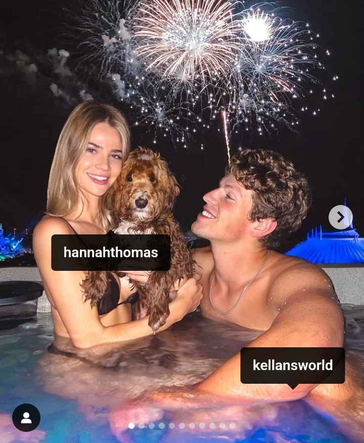 Image - Ben Azelart with her current girlfriend, Hannah Thomas, and their pet dog, in January 2024. (Source: @BenAzelart / Instagram). 