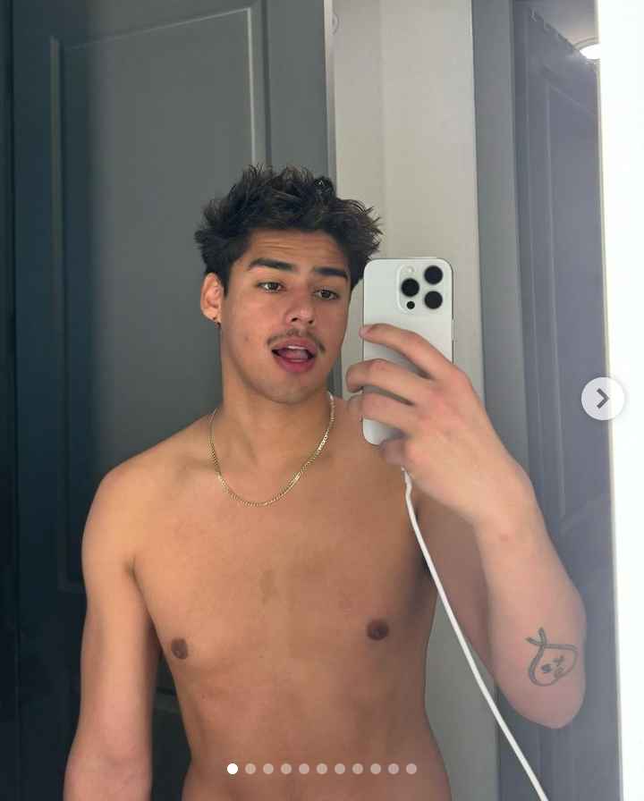 Image - Andrew Davila in a cute lil' shirtless mirror picture. (Source: @AndrewDavila / Instagram). 