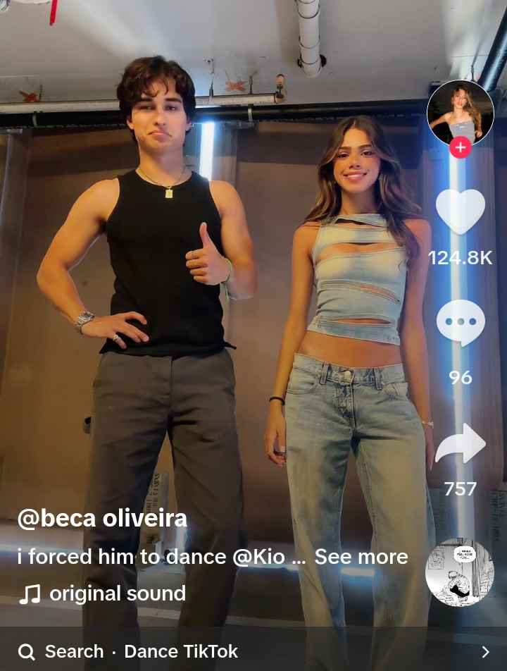 Image - NottRebeca with her rumored boyfriend, Kio Cyr, doing a TikTok dance in July 2024. (Source: @nottrebeca / TikTok). 