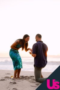 Image - Aesha Scott's long-term boyfriend, Scotty Dobbo, kneeling down as he proposes to her to marry him. 