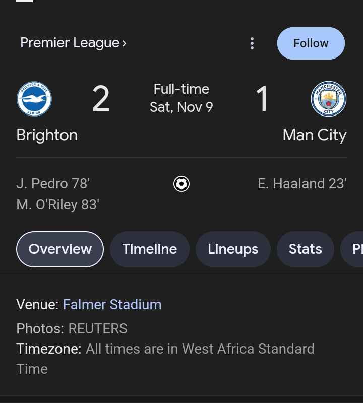 Image - Man City’s match against Brighton & Hove Albion F.C. 