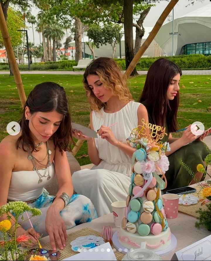 Image - Narins Beauty in a cute lil photo with her two sisters, Sherin and Cedra, at her 24th birthday party in April 2024. 