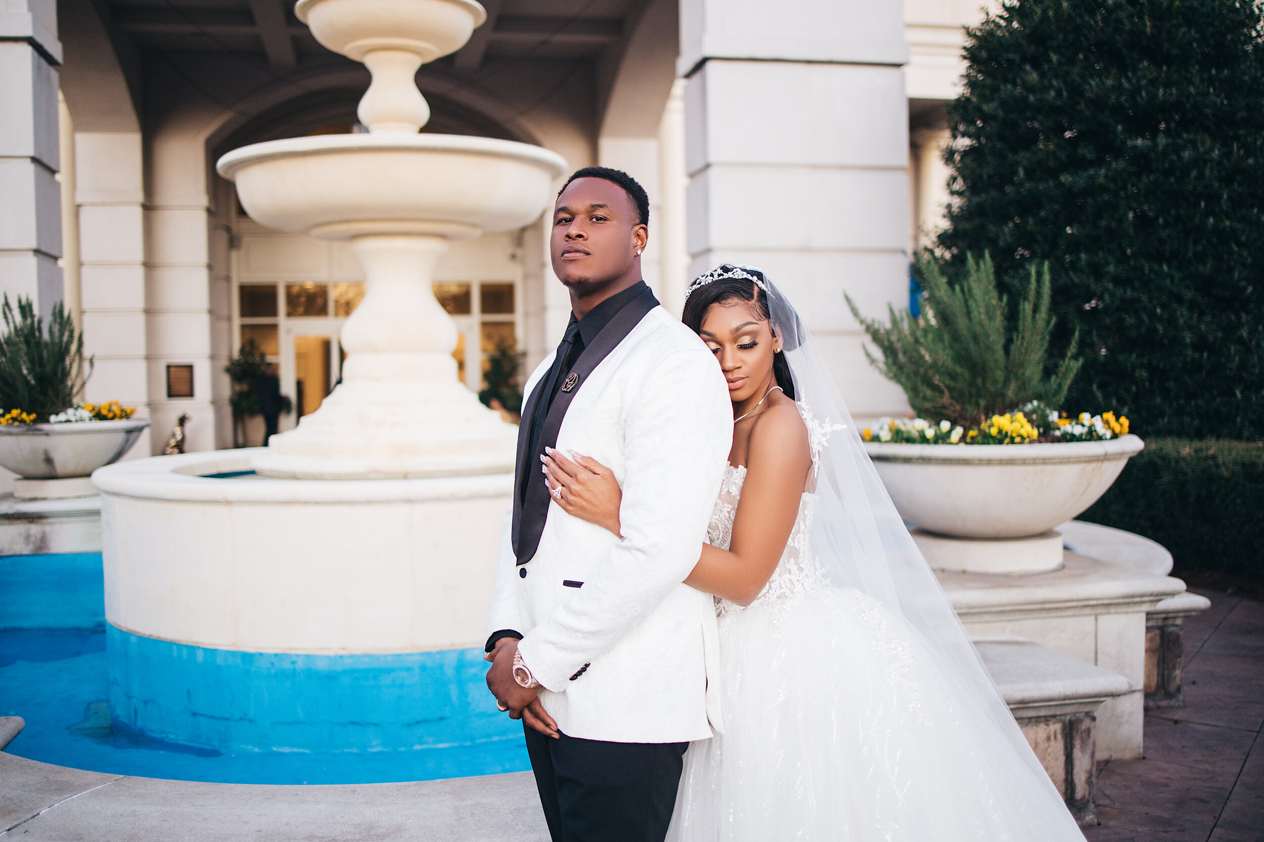 Image - D. J. Humphries in a cute wedding photoshoot with his long-term girlfriend & now-wife, Briyana Humphries. 